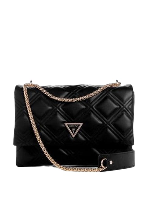 GUESS Black DEESA Quilted Convertible Cross Body Bag