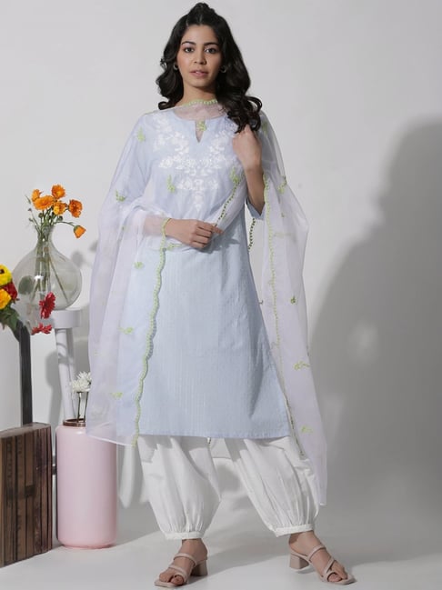 W White Embroidered Dupatta-picture-38