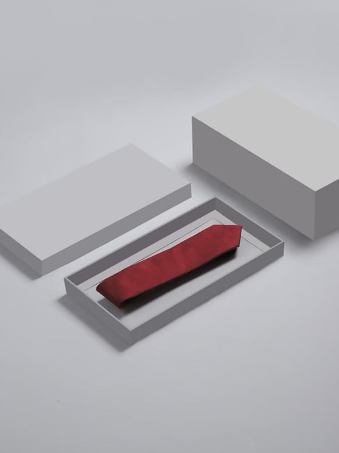 Louis Philippe Maroon Embroidered Tie-picture-33