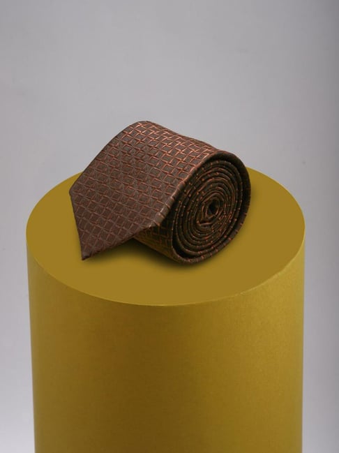 Louis Philippe Brown Embroidered Tie-picture-16