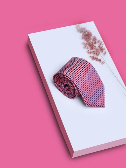 Louis Philippe Pink Embroidered Tie