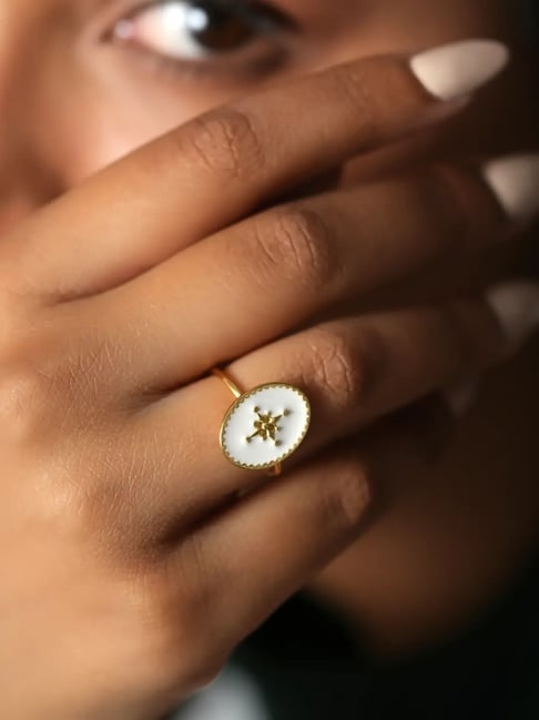 Mabel 92.5 Sterling Silver 18k Gold-Plated Star Signet Adjustable Ring