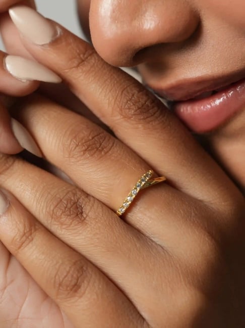 Buy Mabel 925 Silver 18k Gold-Plated Studded Zircon Wrap Ring