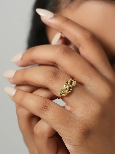 Mabel Sterling Silver 18k Gold-Plated Infinity Pave Adjustable Ring