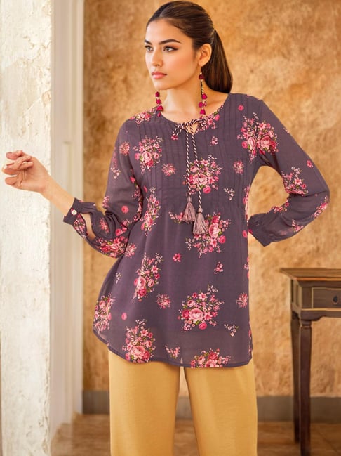 Buy Soch Purple Floral Print Tunic for Women Online @ Tata CLiQ