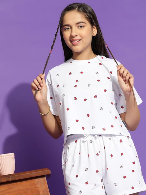 Lil Tomatoes Kids White Printed Top with Shorts-picture-23