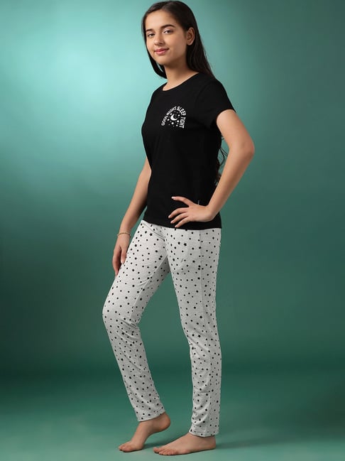 Lil Tomatoes Kids Black & Grey Printed Top with Pants-picture-18