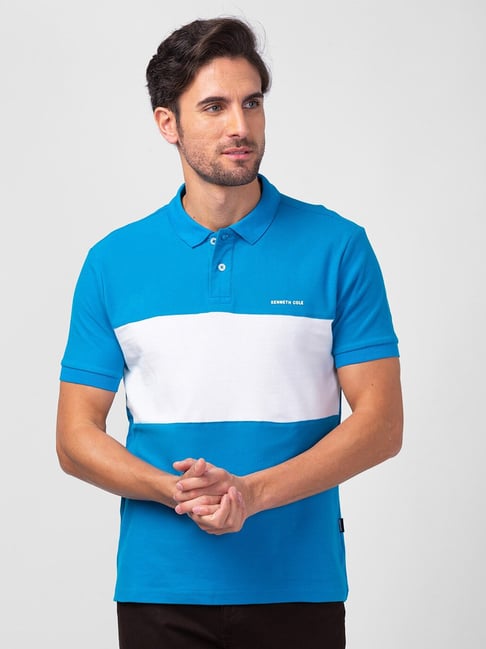 Kenneth Cole Blue Slim Fit Polo T Shirt