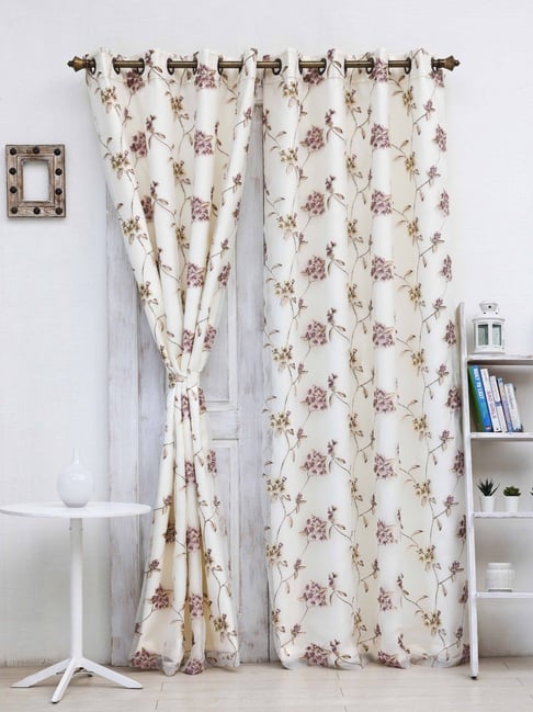 Ariana Floral Embroidery Lavender Polyester 9 ft Long Door Curtain-picture-29