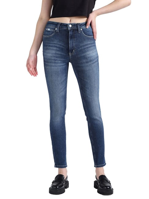 Calvin Klein Skinny Denim Dark Lightly Washed High Rise Jeans