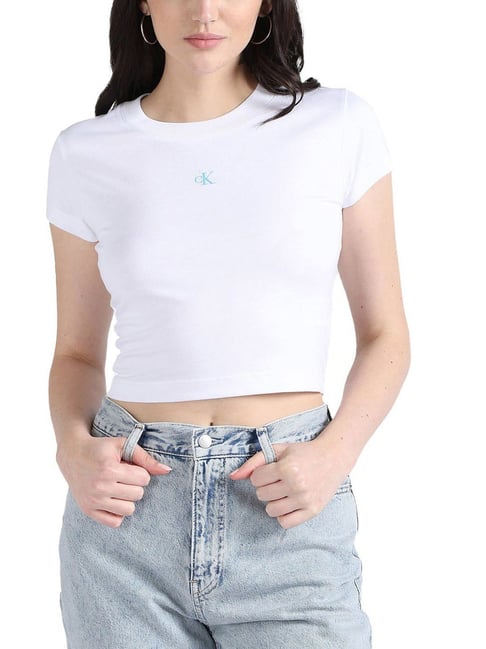 Buy Calvin Klein Bright White Slim Fit T-Shirt for Women's Online