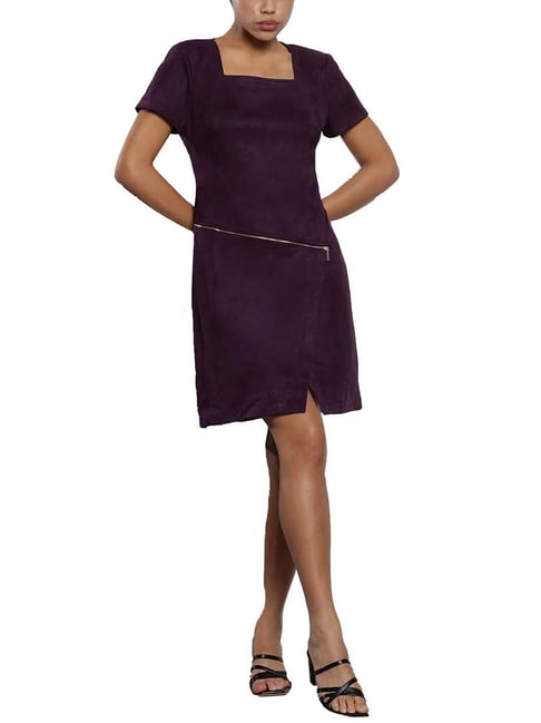 Buy Calvin Klein Purple Solid A-line Fit Dress for Women's Online @ Tata  CLiQ