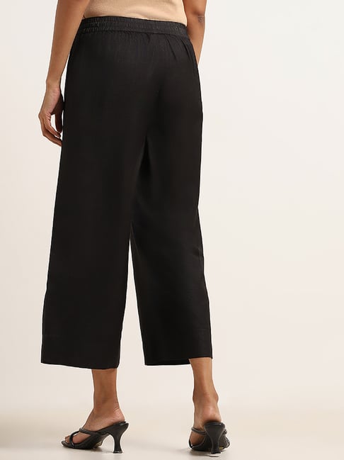 Zuba by Westside Black Cropped Wide-Leg Pants