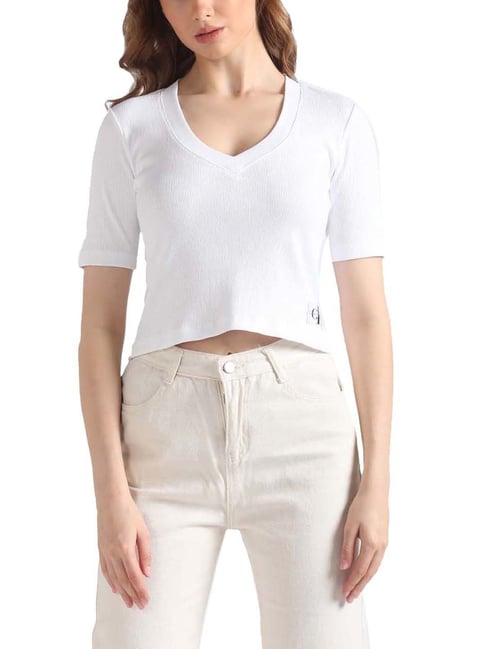 Calvin Klein Bright White Solid Slim Fit T-Shirt