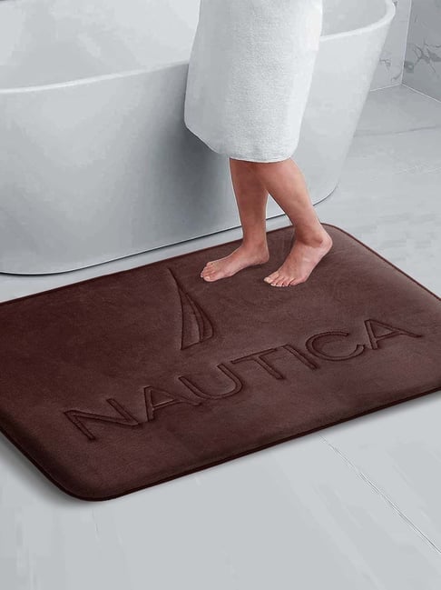 NAUTICA Luxurious Chocolate Brown 2000 GSM Memory Foam Large Non-Skid Bath Rug
