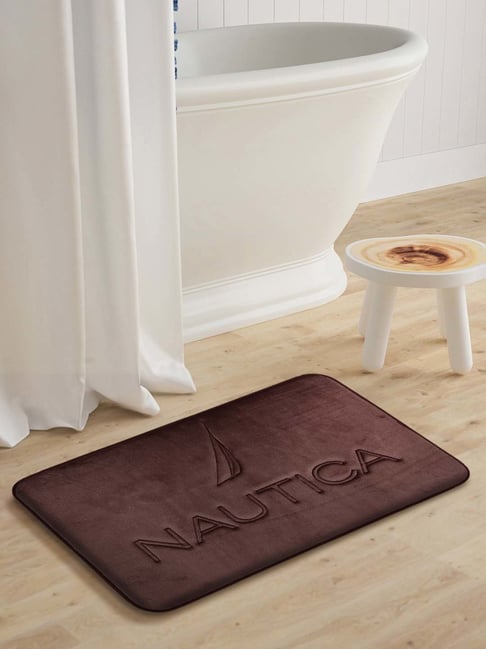 NAUTICA Luxurious Chocolate Brown 2000 GSM Memory Foam Medium Non-Skid Bath Rug