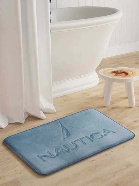 NAUTICA Luxurious Grey 2000 GSM Memory Foam Medium Non-Skid Bath Rug