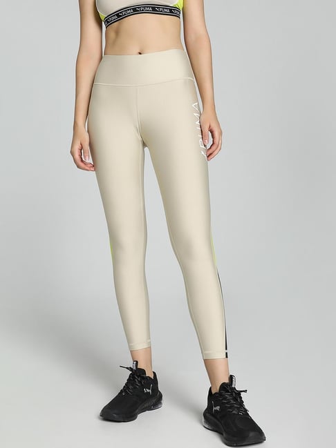 Buy Puma Beige Logo Print Sports Tights for Women Online Tata CLiQ