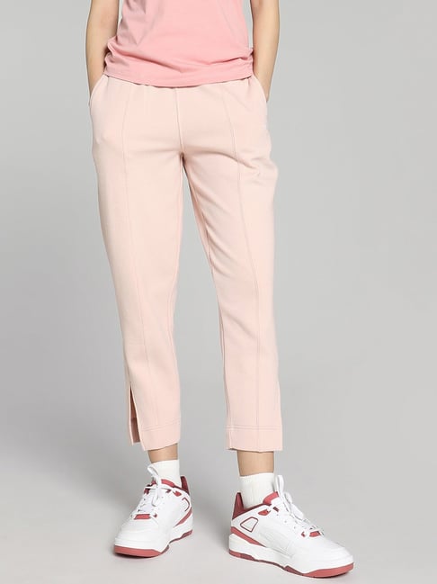 Buy Puma Pink Cotton Textured Pattern Sports Track Pants for Women
