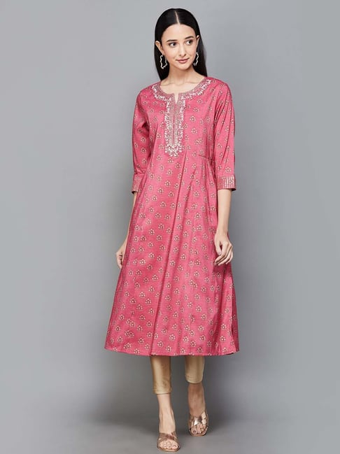 Melange by Lifestyle Pink Floral Print Straight Kurta-picture-38