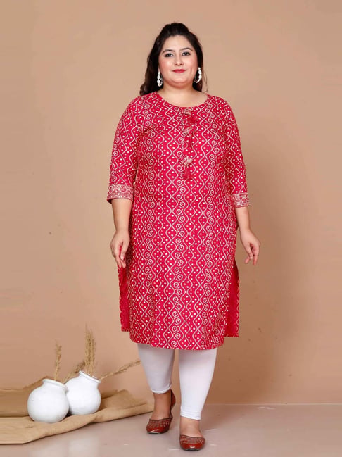 Miravan Pink Printed Straight Kurta-picture-20