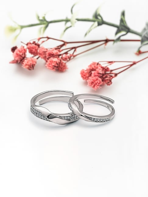 Silberry Sterling Silver Forever Linked Couple Rings