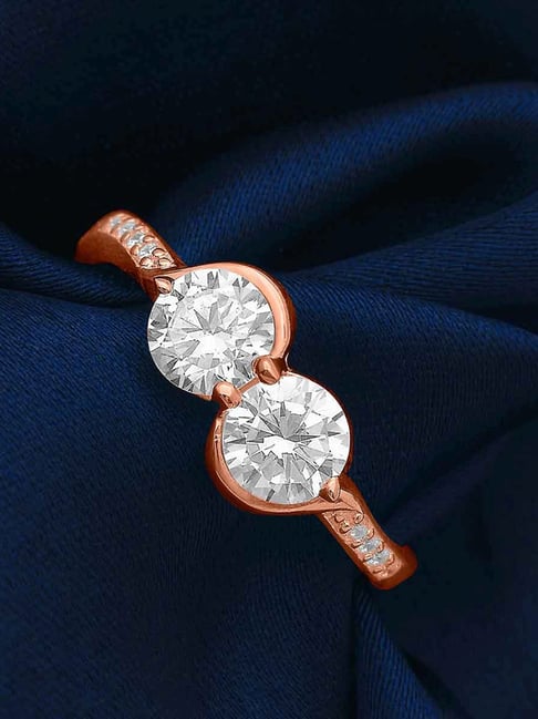 Buy Silberry 925 Silver Rose Gold Crystal Cuddle Adjustable Ring
