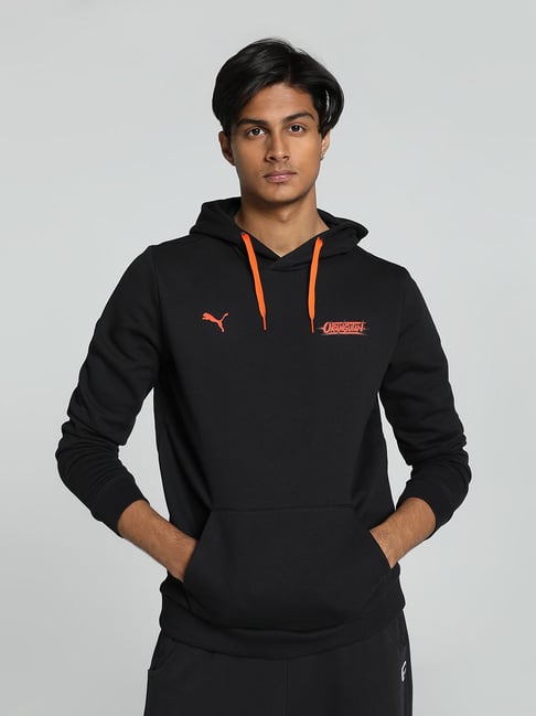 Buy Puma Orangutan Black Regular Fit Hooded Sweatshirt for Men s Online Tata CLiQ