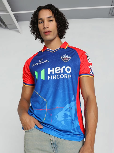 Puma DC Authentic 2024 Red & Blue Regular Fit Cricket Jersey-picture-39