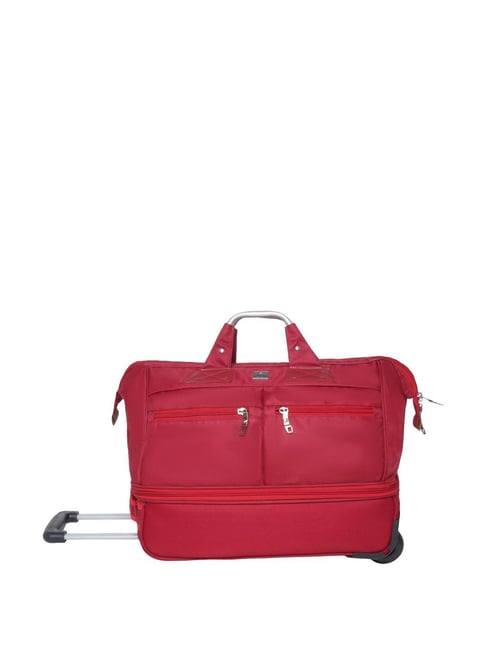 Buy Swiss Military Maroon Polyester Solid Duffle Trolley Bag