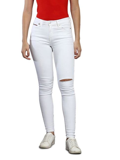 Tommy Hilfiger Regular Fit White Lightly Washed Mid Rise Jeans