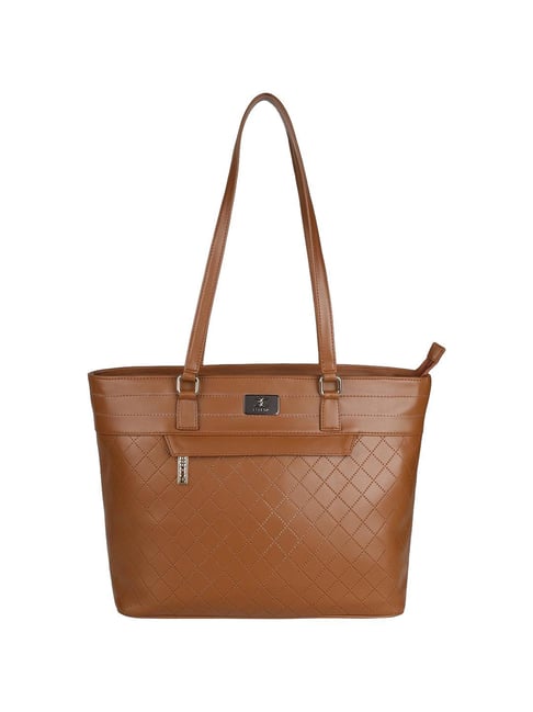 Esbeda Tan PU Solid Tote Handbag