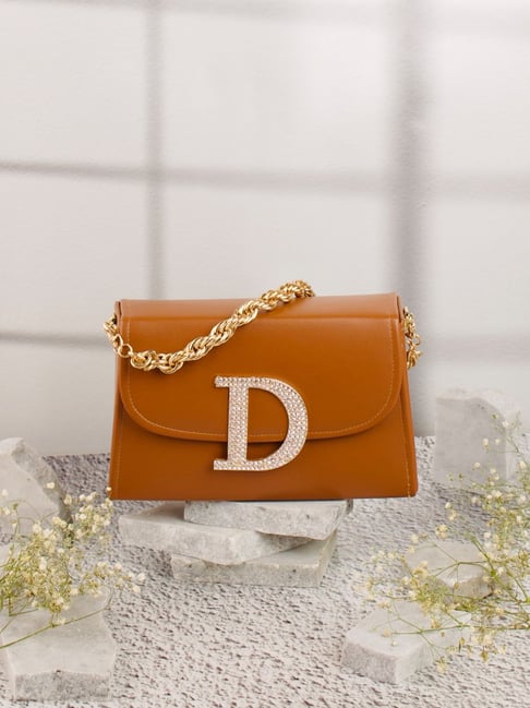 NR by Nidhi Rathi Tan Leather Embellished Clutch-picture-24