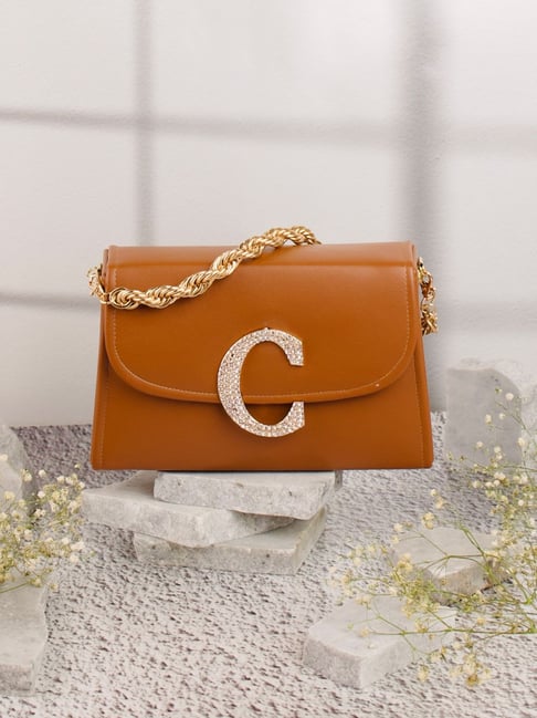 NR by Nidhi Rathi Tan Leather Embellished Clutch-picture-25