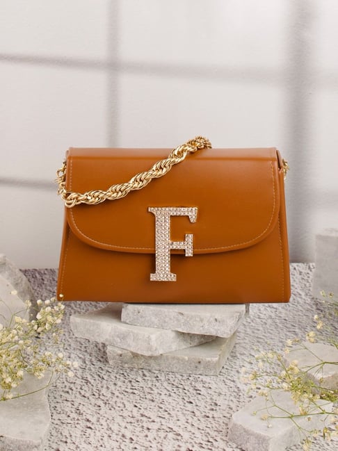 NR by Nidhi Rathi Tan Leather Embellished Clutch-picture-20