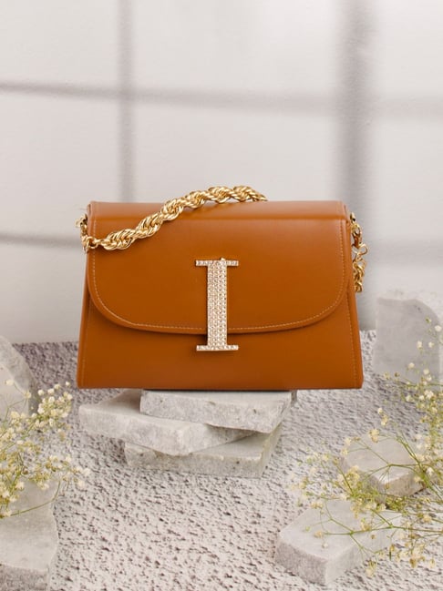 NR by Nidhi Rathi Tan Leather Embellished Clutch-picture-31