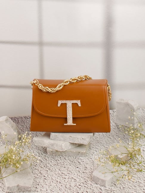 NR by Nidhi Rathi Tan Leather Embellished Clutch-picture-33