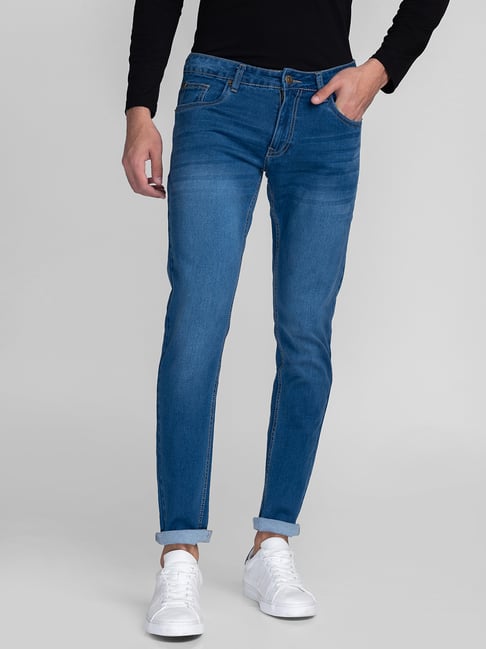 Giordano Blue Slim Fit Lightly Washed Jeans-picture-12