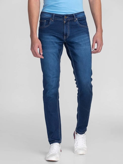 Giordano Blue Slim Fit Lightly Washed Stretchable Jeans-picture-13
