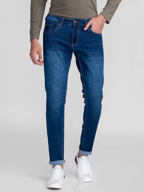 Giordano Blue Slim Fit Lightly Washed Jeans-picture-10