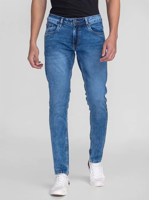 Giordano Blue Slim Fit Lightly Washed Stretchable Jeans-picture-14