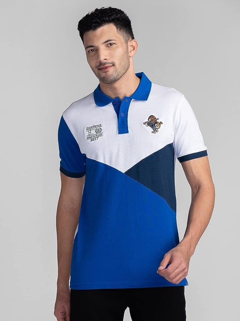 Giordano White & Blue Slim Fit Polo T-Shirt-picture-38