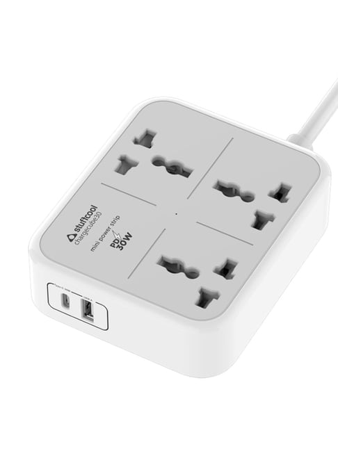 Stuffcool ChargeCube 30 Mini Surge Protector with AC Ports and 30W Dual  Port Type C (White)