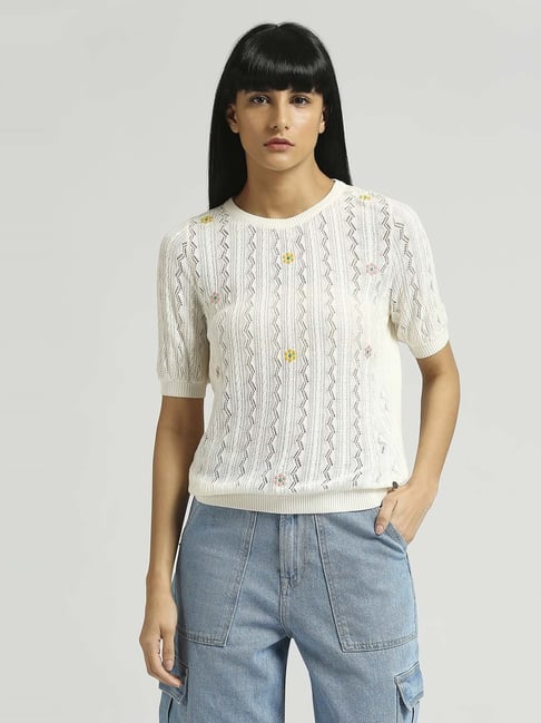 Pepe Jeans White Self Pattern Top-picture-38