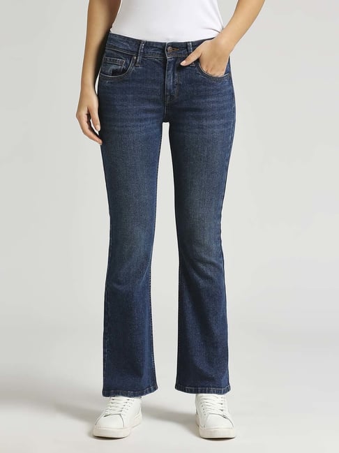 Pepe Jeans Blue Cotton Mid Rise Bootcut Jeans