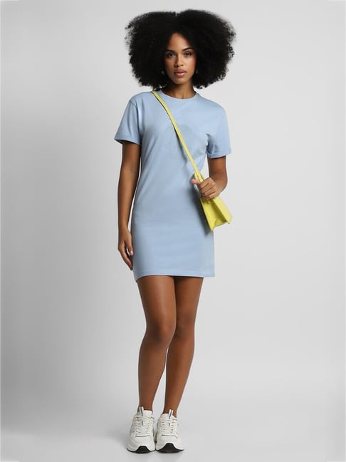 Buy Forever 21 Light Blue Cotton Graphic Print Bodycon Dress for Women Online Tata CLiQ