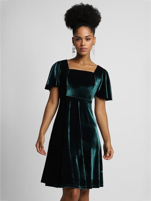 Buy Forever 21 Teal Regular Fit A Line Dress for Women Online Tata CLiQ