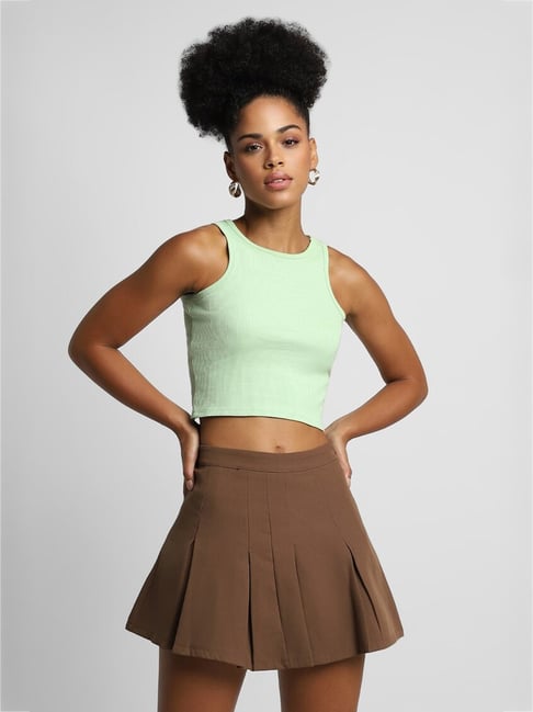 Forever 21 Mint Green Cotton Regular Fit Crop Top