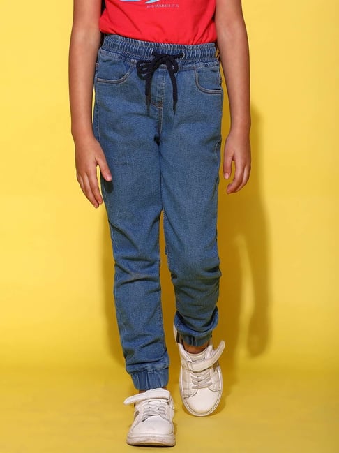 Tales & Stories Kids Blue Cotton Regular Fit Joggers-picture-31