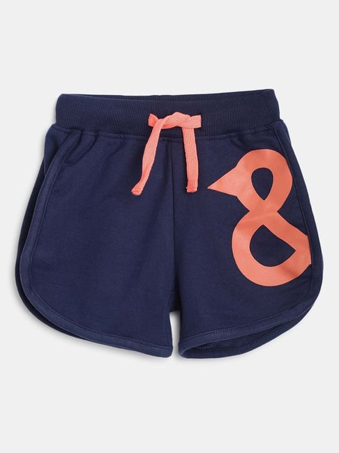 Tales & Stories Kids Navy & Peach Printed Shorts-picture-46